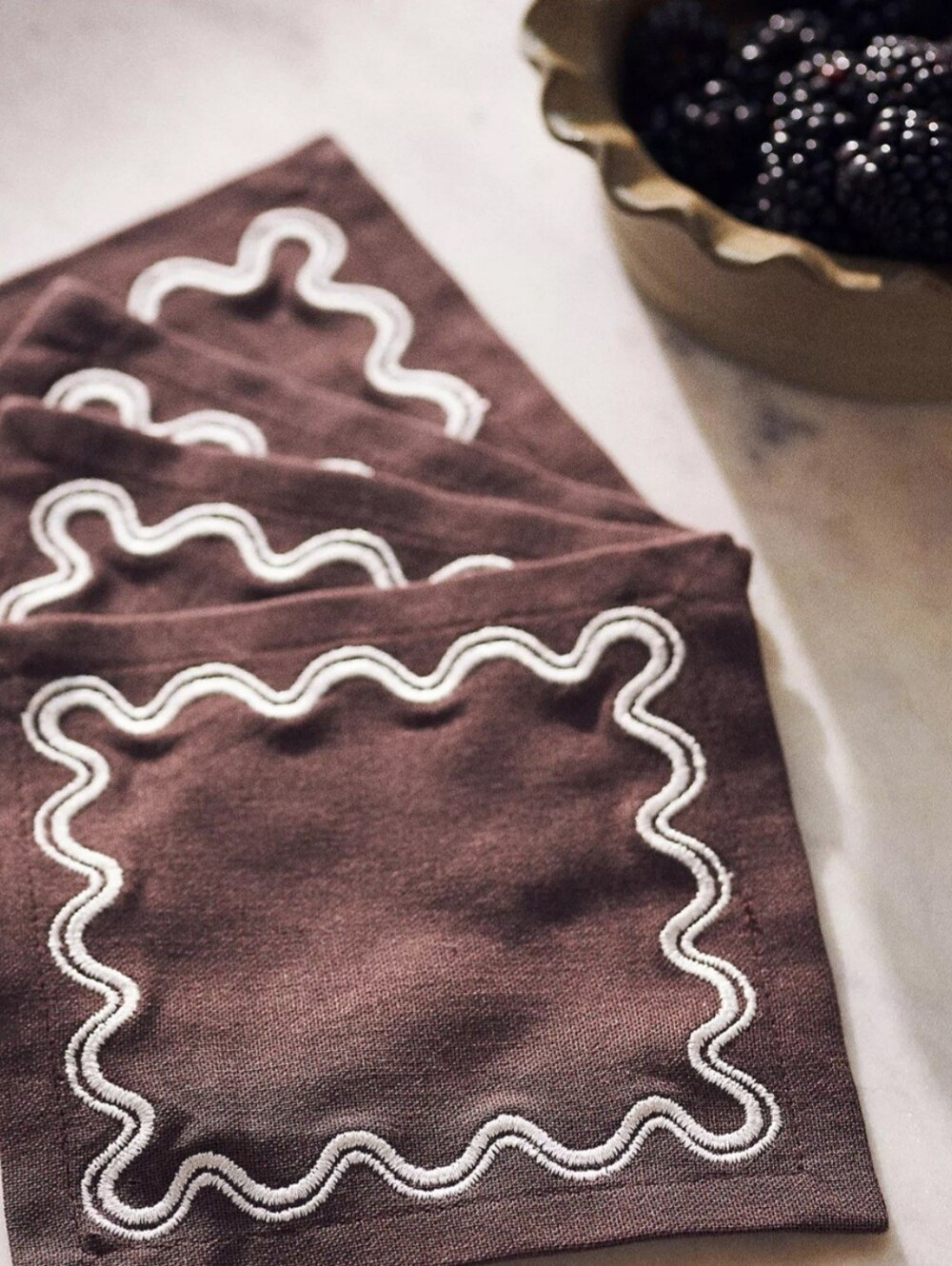 Anthropologie, Madeline Cocktail Napkins in Cocoa, Set of 4